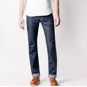 Imogene + Willie Men's Dark Wash Selvedge Denim 30L Barton Slim Button Fly